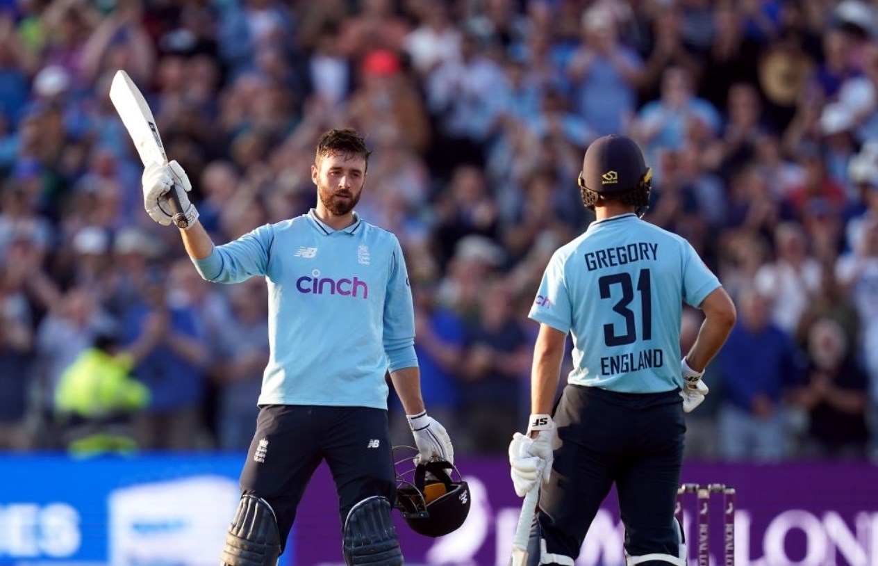 James Vince celebrates his maiden ODI hundred. © Getty Images